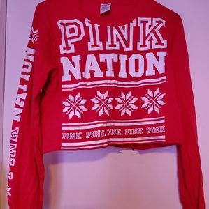 Victoria Secret PINK Cropped Christmas Long Sleeve